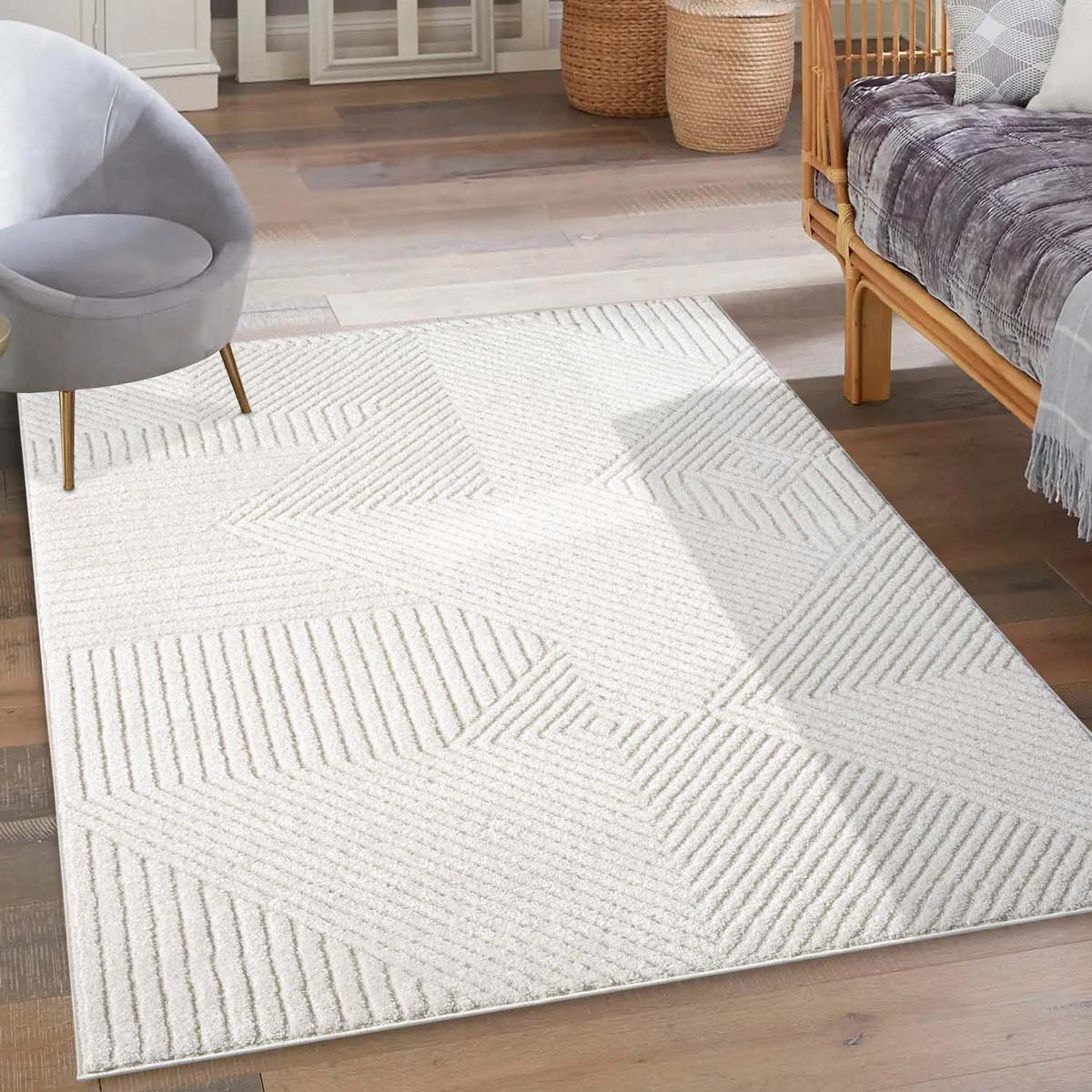 KURZFLOR-TEPPICH Lounge 0632 Creme 120x170 cm - Creme, Textil (120/170cm) - carpet city