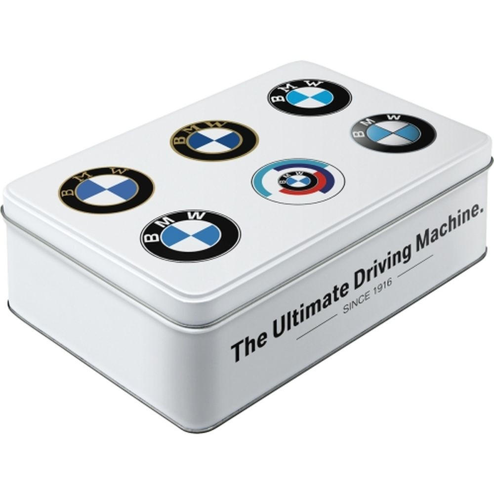 VORRATSDOSE flach BMW Logo Evolution - Multicolor, Metall (23/7/16cm) - Nostalgic-Art