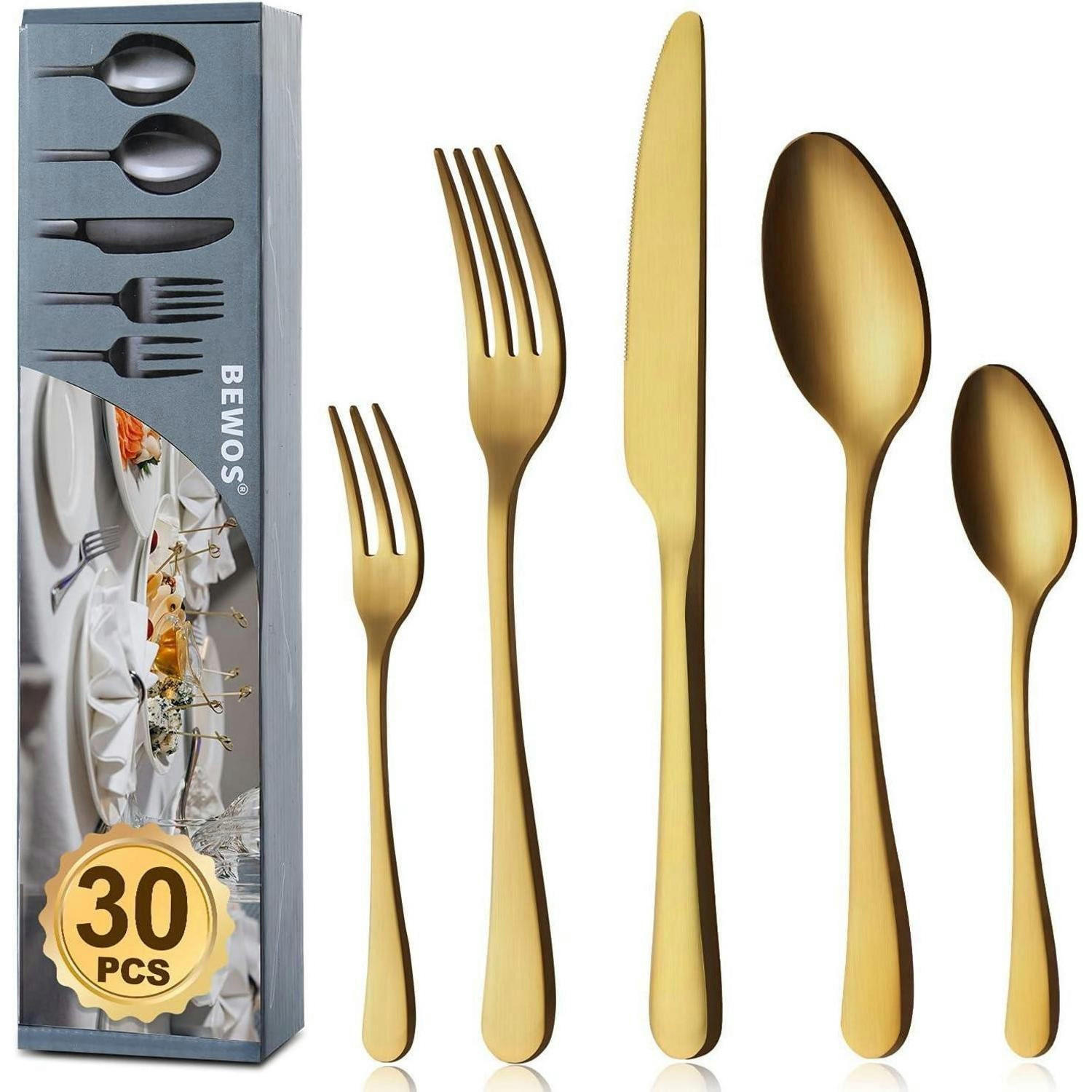 BESTECK Set 30-teilig Matt Gold - Goldfarben, Metall