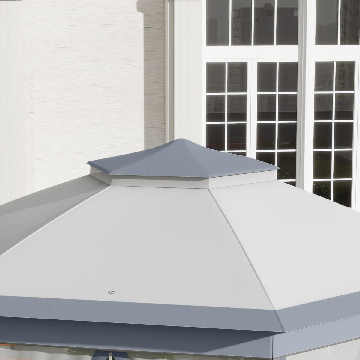 FALTPAVILLON, Kaffee+Beige+Braun, Metall, Polyester - Grau, Metall (405/285/405cm) - Outsunny