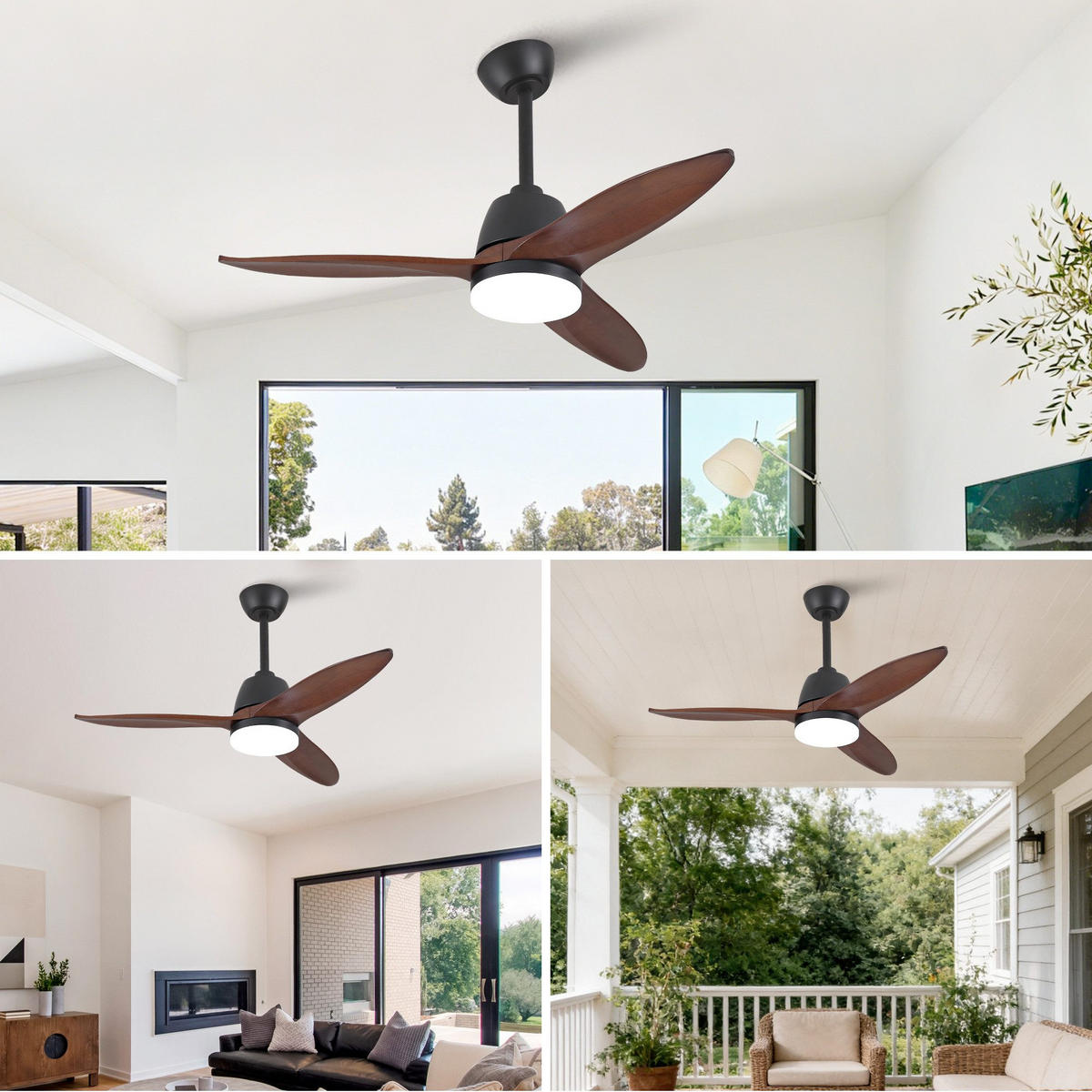 DECKENVENTILATOR mit LED-Licht 3 Farbtemperaturen Wendbar - Braun, Holzwerkstoff (107/107/46cm) - BEXEVUE