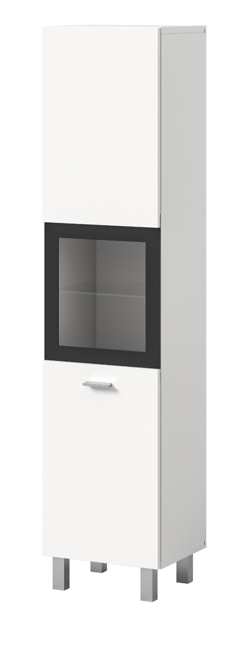 MIDISCHRANK weiß 30 cm, Badschrank hängend oder stehend - Silberfarben/Schwarz, Glas/Holzwerkstoff (30/125/29cm) - Inn.Furn