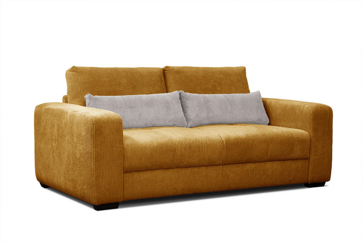 SOFA OLI 3-Sitzer, safran - Gelb, Holz/Textil (208/91/108cm) - Courtois Laville