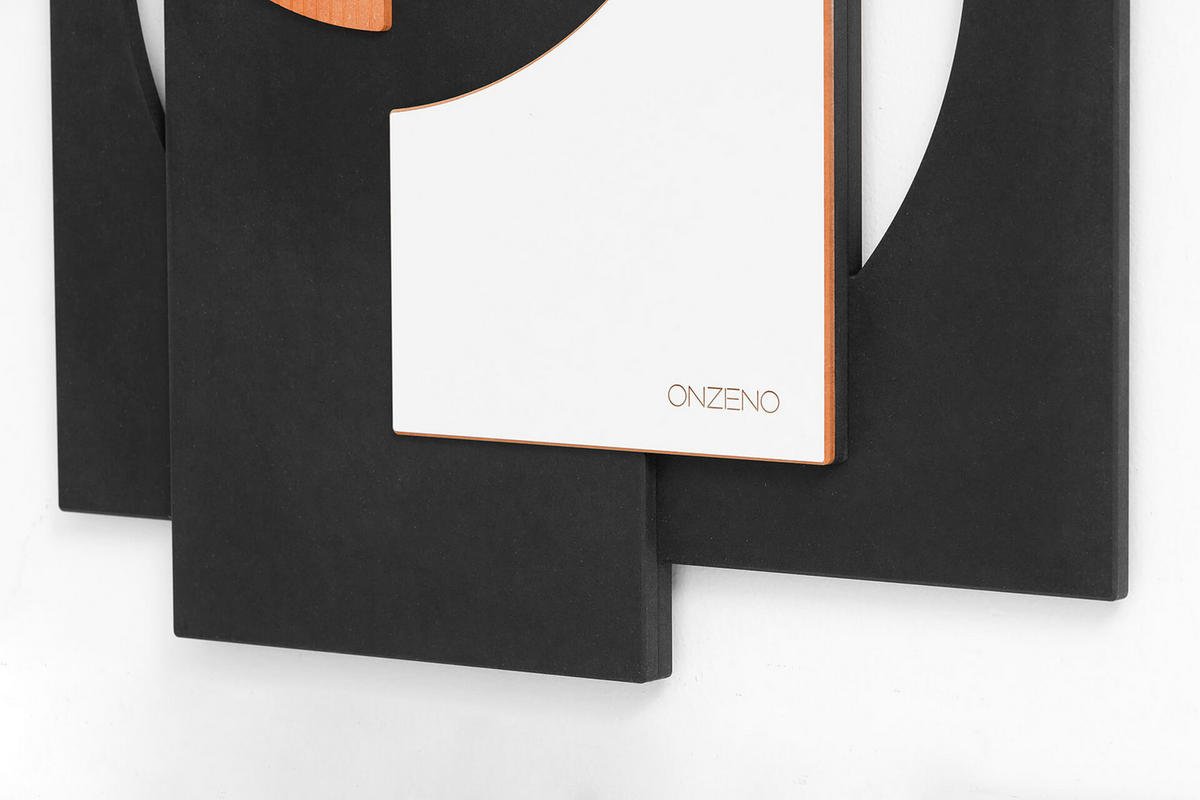 HOLZBILD Schwarz-Weiß 50/74,5 cm - Schwarz/Orange, Metall (4.65/74.5cm) - KUNSTLOFT