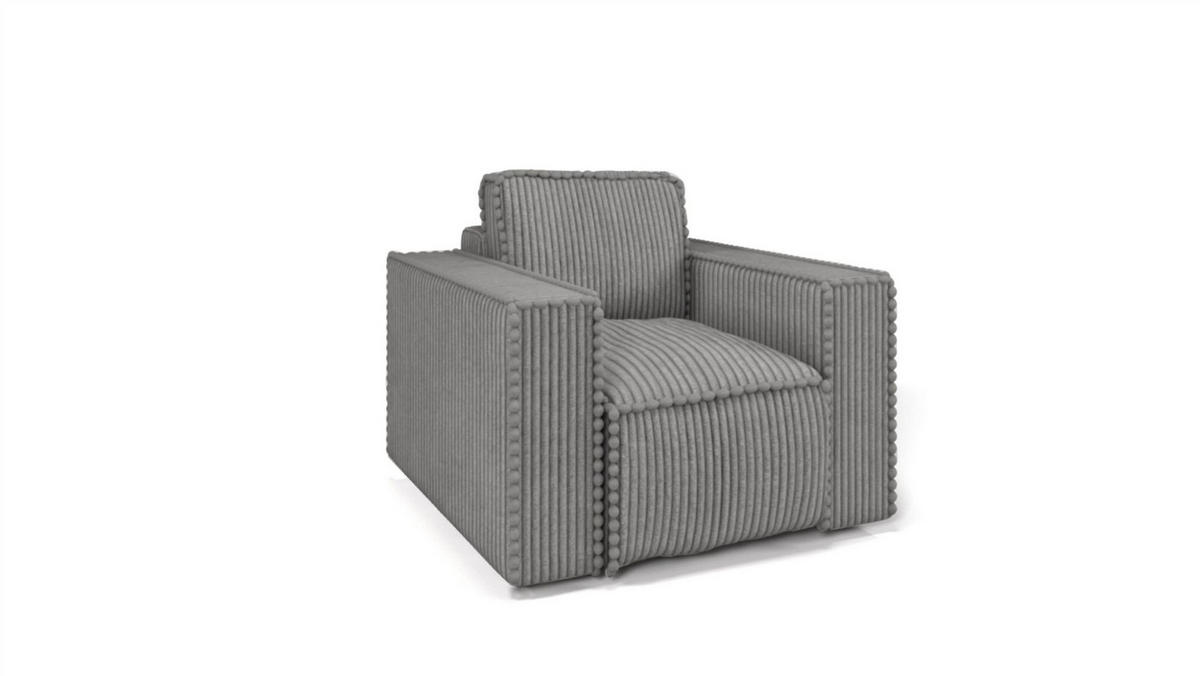 SOFASET Vajana 3-2-1 - Grau, Holzwerkstoff/Textil (240/86/102cm) - Fun Möbel