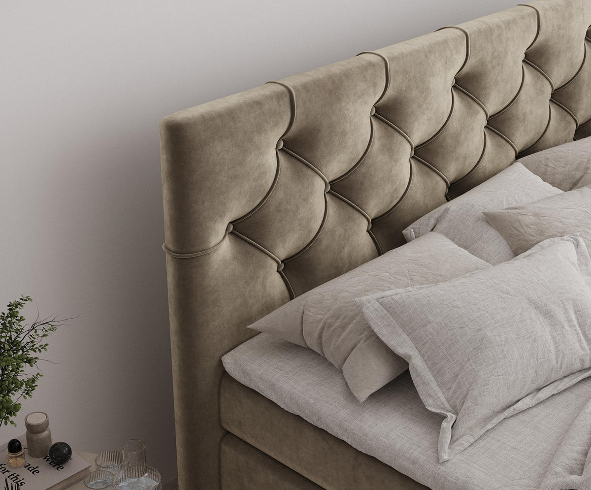 BOXSPRINGBETT Hugo Braun 160/200 cm - Schwarz/Braun, Holz/Holzwerkstoff (160/200cm) - Maison de Reve