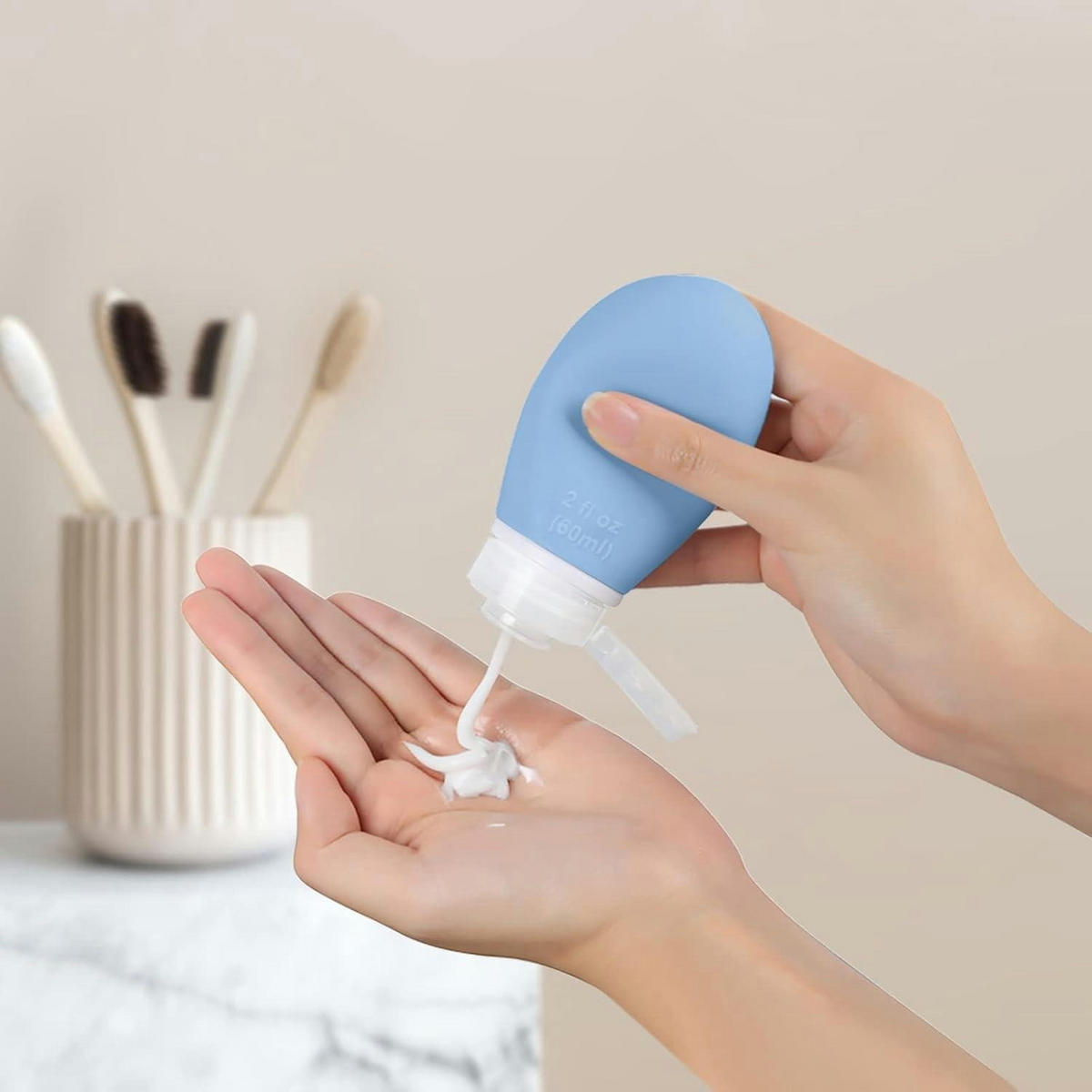 REISEFLASCHEN Set 3 Stück 60ml Silikon Auslaufsicher - Multicolor, Kunststoff (3.5/3.5/9.5cm)