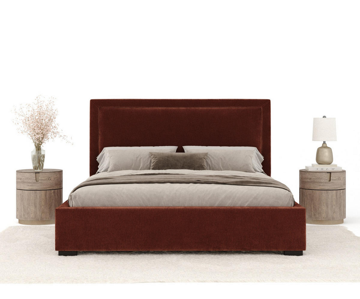 POLSTERBETT Ordina Kupferfarbe 120/200 cm im Chenille-Stoff - Schwarz/Naturfarben, Holz/Holzwerkstoff (120/200cm) - Maison de Reve