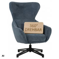 OHRENSESSEL Marconia - Blau/Schwarz, Textil/Metall (75/109/80cm) - Mr. Deko