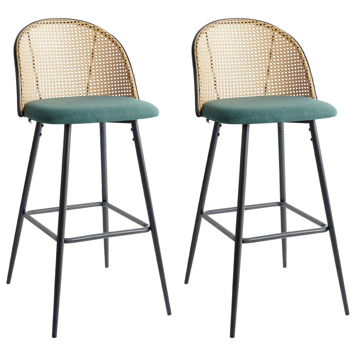 BARSTÜHLEN 2er-Set Schwarz Cornell - Schwarz/Braun, Metall (46/104/51cm) - Beliani