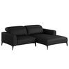 1,5-SITZER ECKSOFA mit Longchair - Schwarz, Leder/Metall (232/180cm) - home24