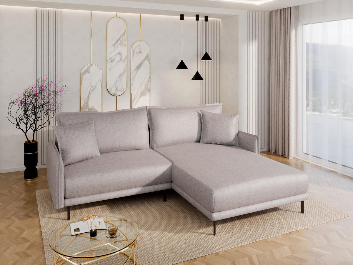 ECKSOFA Selva – modernes Design trifft auf höchsten Komfort, Hellgrau - Hellgrau, Holz (246/190cm) - Panda Möbel