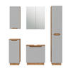BADMÖBEL-SET Lotta Eiche/Grau mit Kachelstruktur 5 Teile - Eichefarben/Grau, Holzwerkstoff (59.8/62.1/32cm) - Vicco