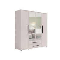 KLEIDERSCHRANK Maxivo Kaschmir, viertüriger Kippschrank mit Schubladen und Spiegel, Erweiterung - Kaschmir/Schwarz, Holzwerkstoff (198/248/59cm) - Bettso