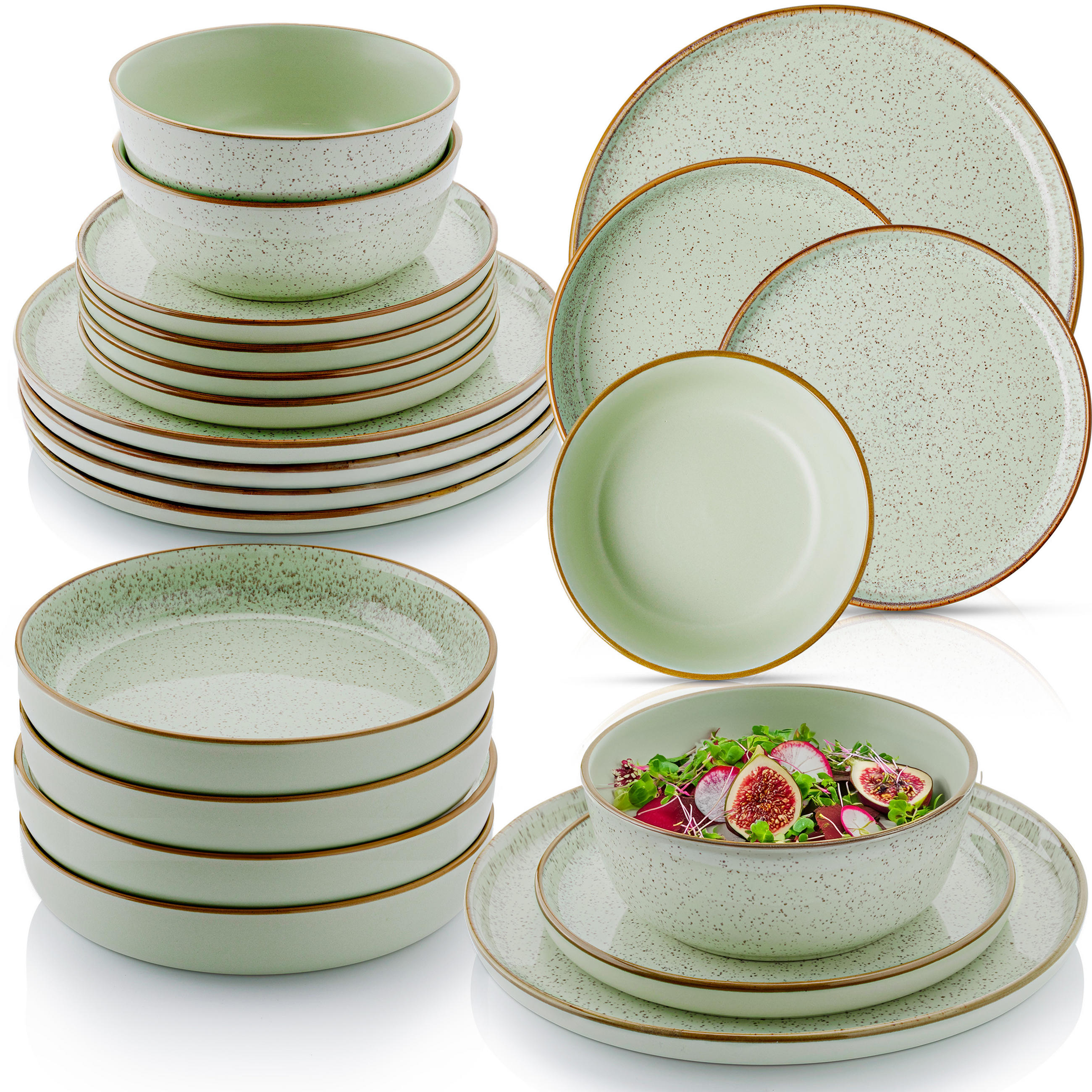 TAFELSERVICE RIO MINZE - 24 teilig aus Steingut - Grün, Stein (27/6.6/27cm) - Sänger