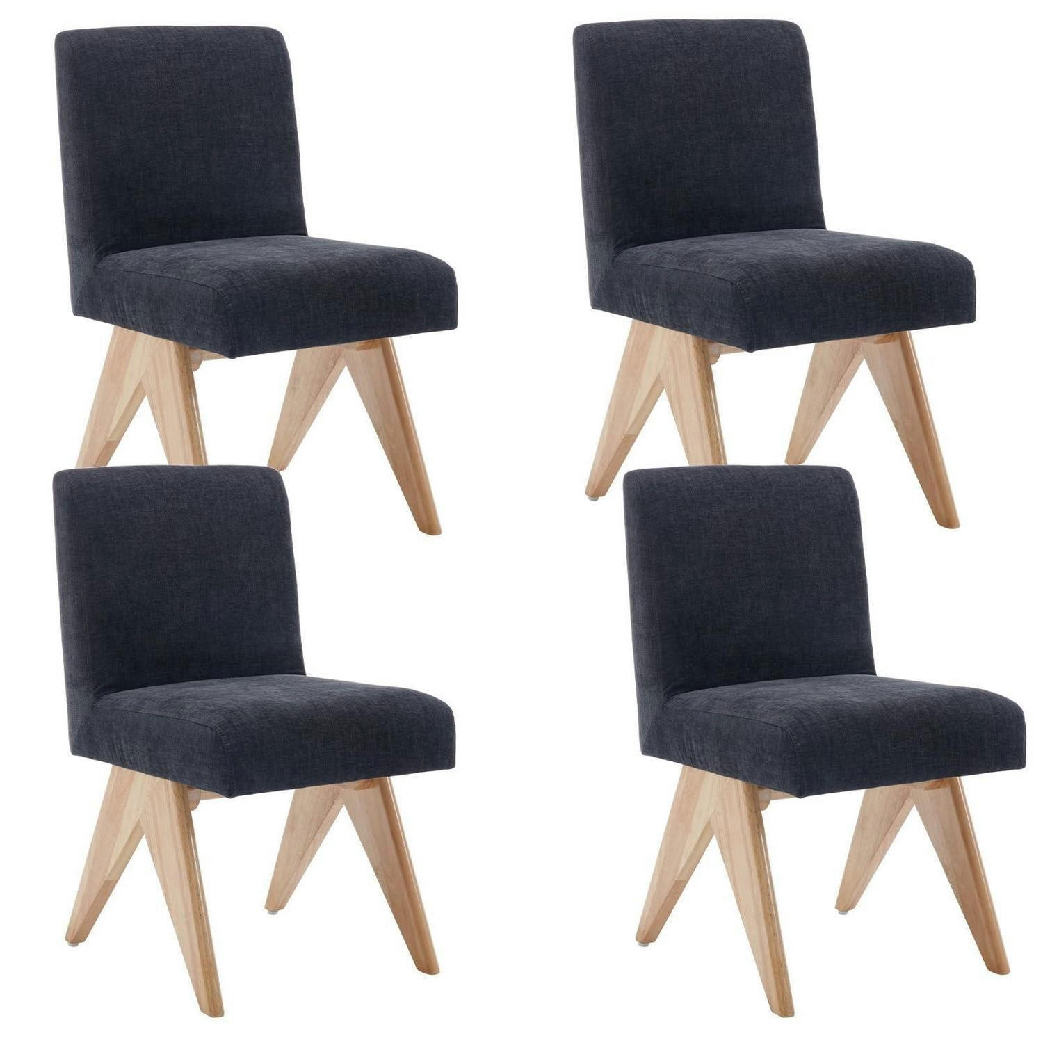 ESSZIMMERSTÜHLE 4er Set Chenille Holzkohle - Anthrazit, Textil (46/86/60cm)