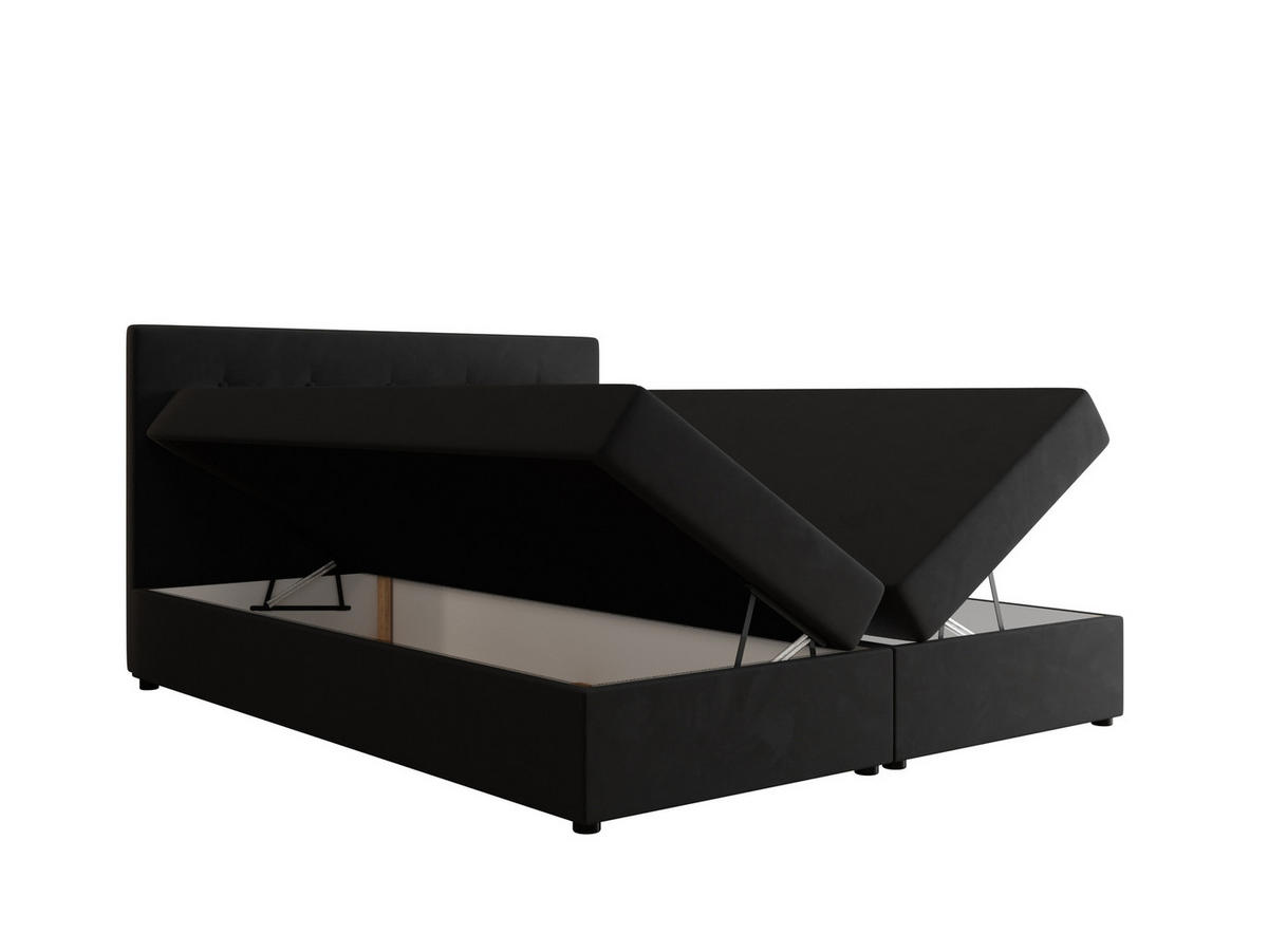 BOXBETT FADO 22 mit Matratze H3, Bonell und Topper 140x200 Itaka 27 - Grau, Holz/Textil (140/200cm) - Bedante