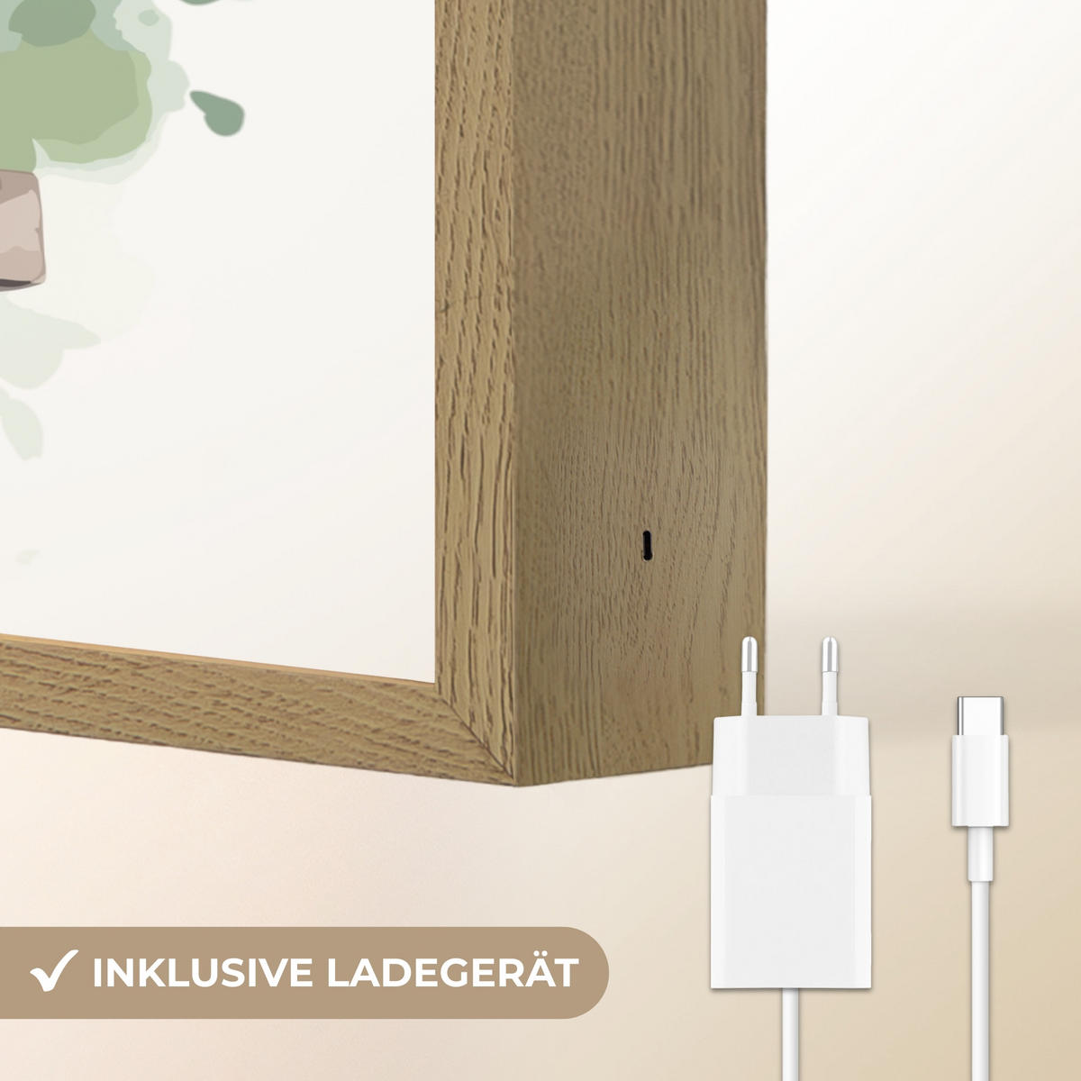 NACHTTISCHLAMPE MIT AKKU Löwe - Tier - Kinder - Dschungel 40x30 cm - Weiß, Holzwerkstoff (8/40/30cm) - OnlyWow