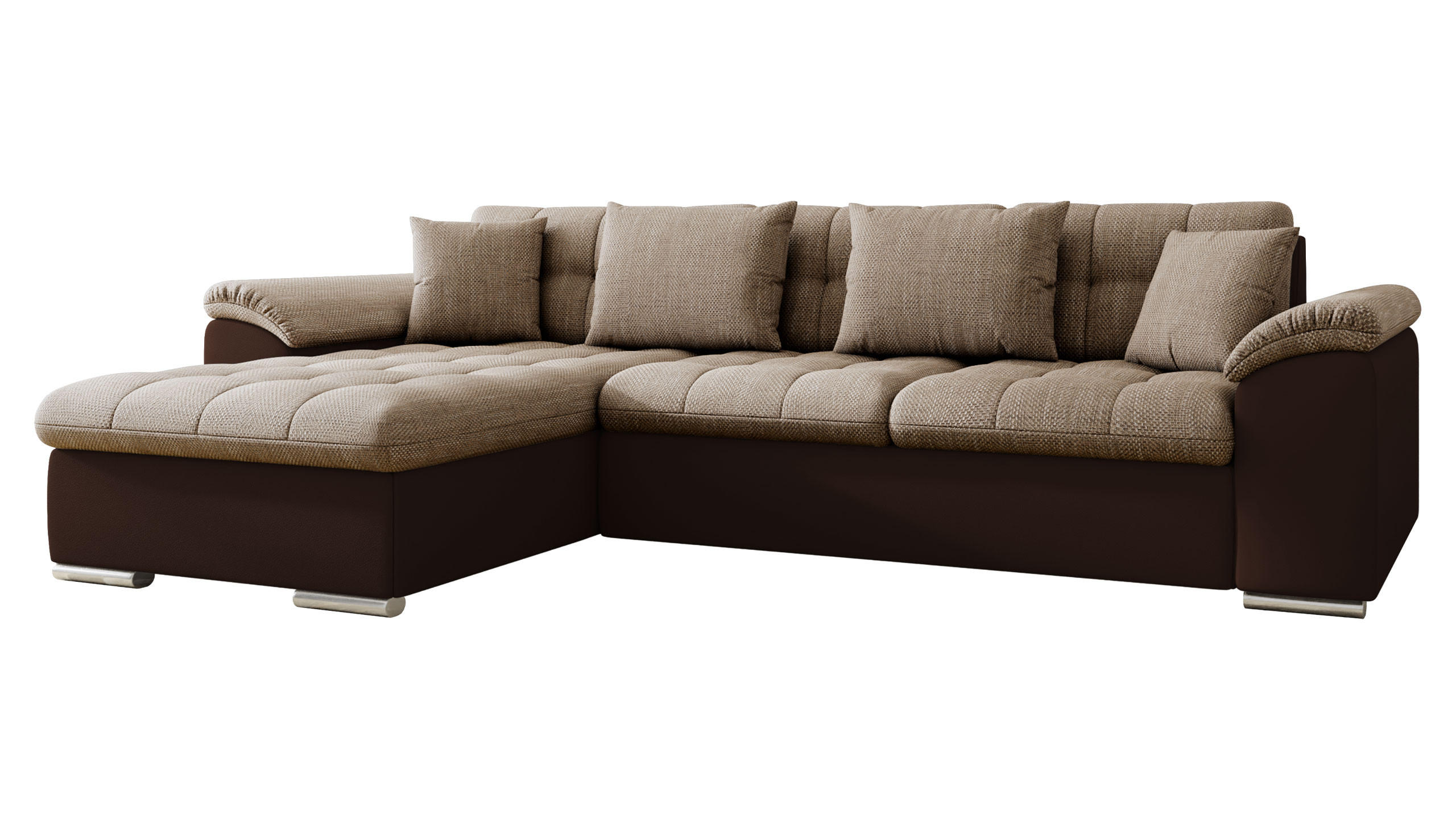 ECKSOFA Diana, Seite: Links - Braun, Holz/Textil (280/160cm) - MIRJAN24