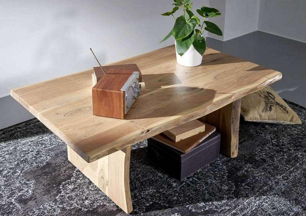 COUCHTISCH Akazie 120x70x45 natur lackiert PURE ACACIA #305 - Braun, Holz (120/70/45cm) - Massivmoebel24