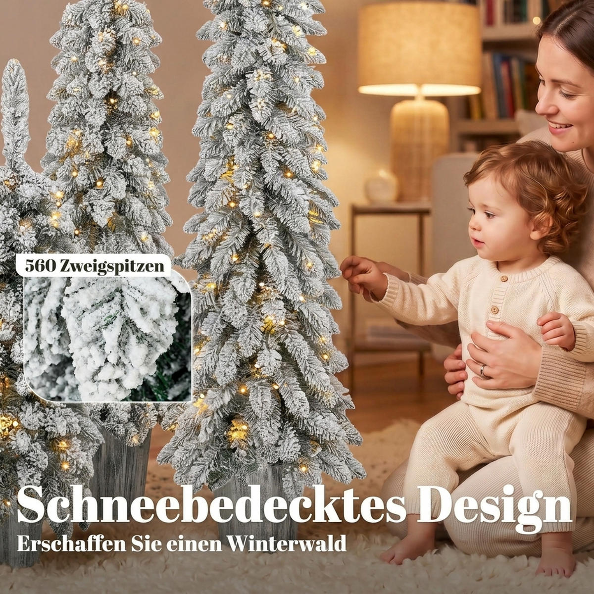 WEIHNACHTSBAUM 3er Set PVC Stahl Grün Weiß - Grün, Kunststoff (150cm) - HOMCOM