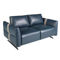ANGEL Cerdá 2‑sitziges Ledersofa Modell 6195 - Blau/Schwarz, Leder/Metall (173/92/110cm) - ANGEL CERDA