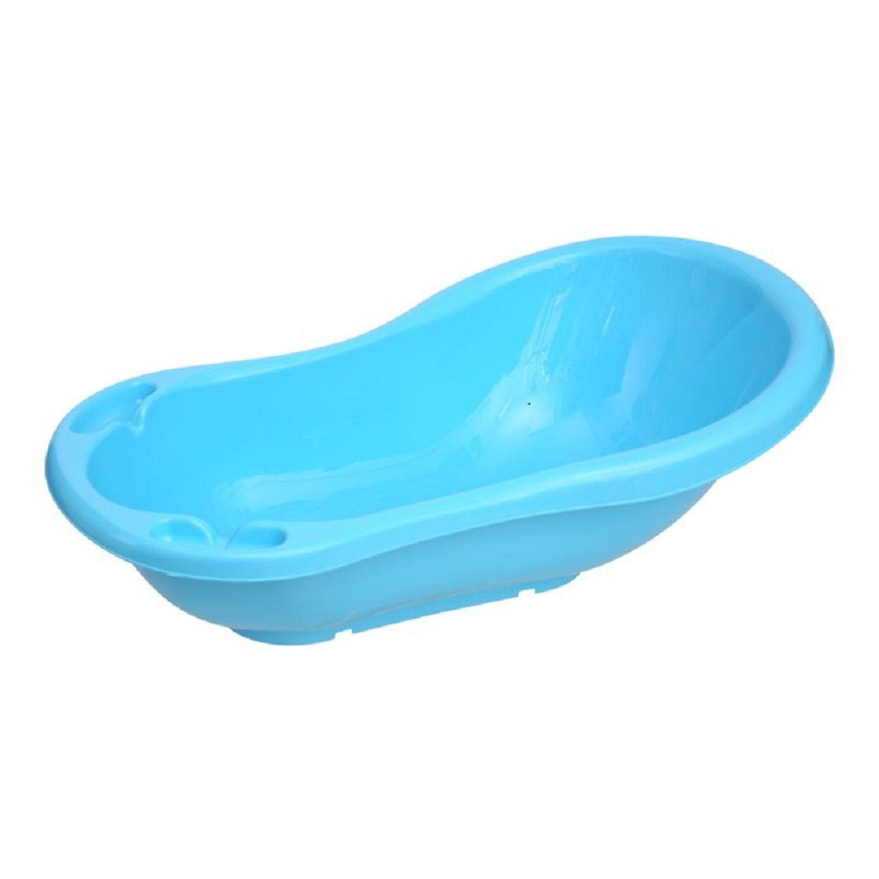 BABYBADEWANNE 84 cm mit Ablagefächer hellblau 84 cm lang, ergonomische Form ab Geburt - Blau, Kunststoff (46/84cm) - Lorelli
