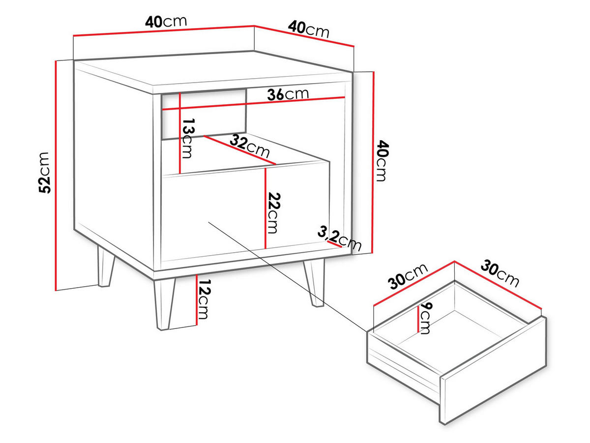 NACHTTISCH Ferido - Beige, Holzwerkstoff (40/52/40cm) - MIRJAN24