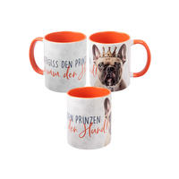 KAFFEEBECHER Hunde Mops - Vergiss den Prinzen, nimm den Hund! Weiß/Orange 320 ml - Orange, Keramik (0.32L) - United Labels