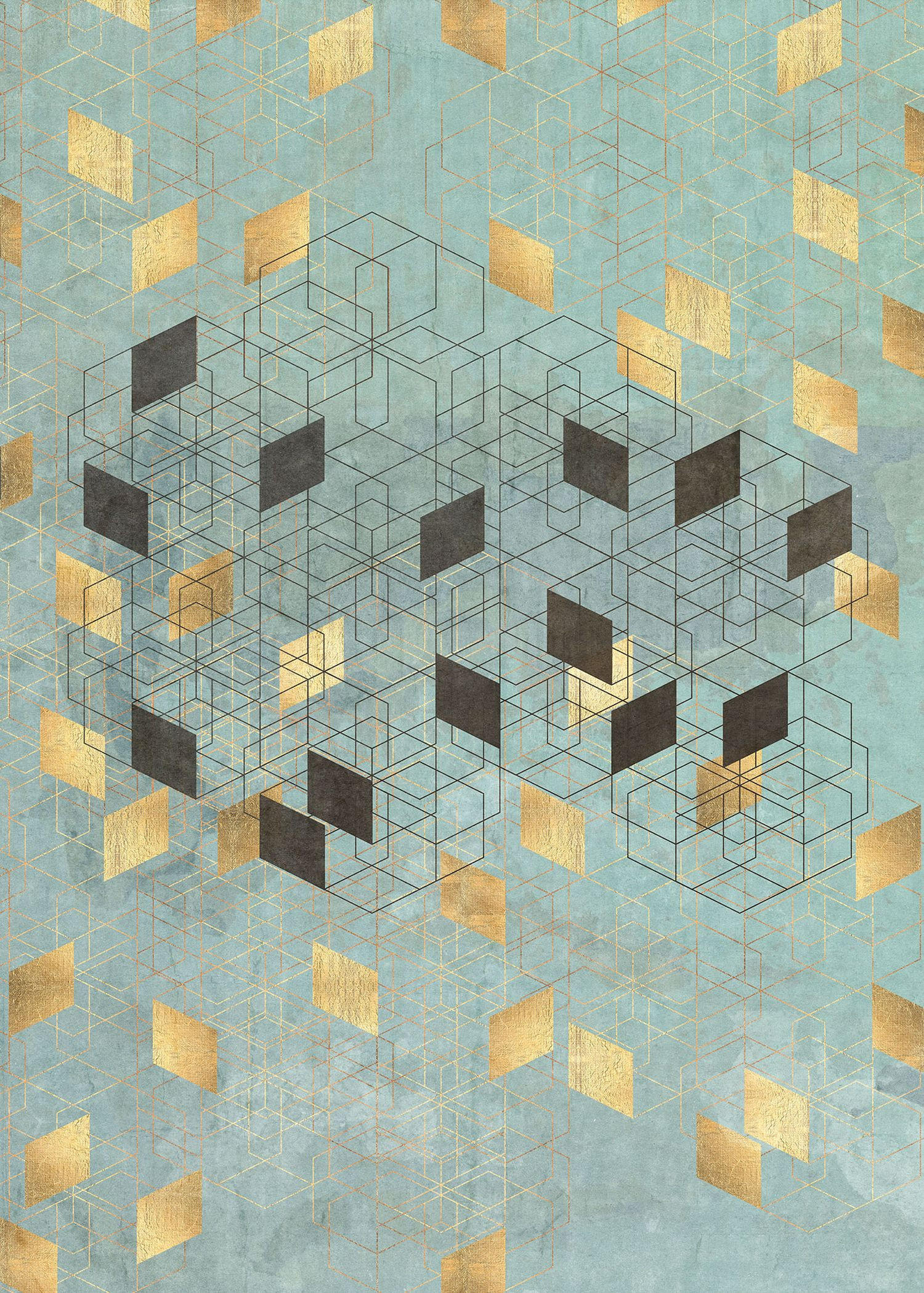 FOTOTAPETE grafisches Muster 200 x 280 cm - Grün, Papier (200/280cm) - Sanders & Sanders