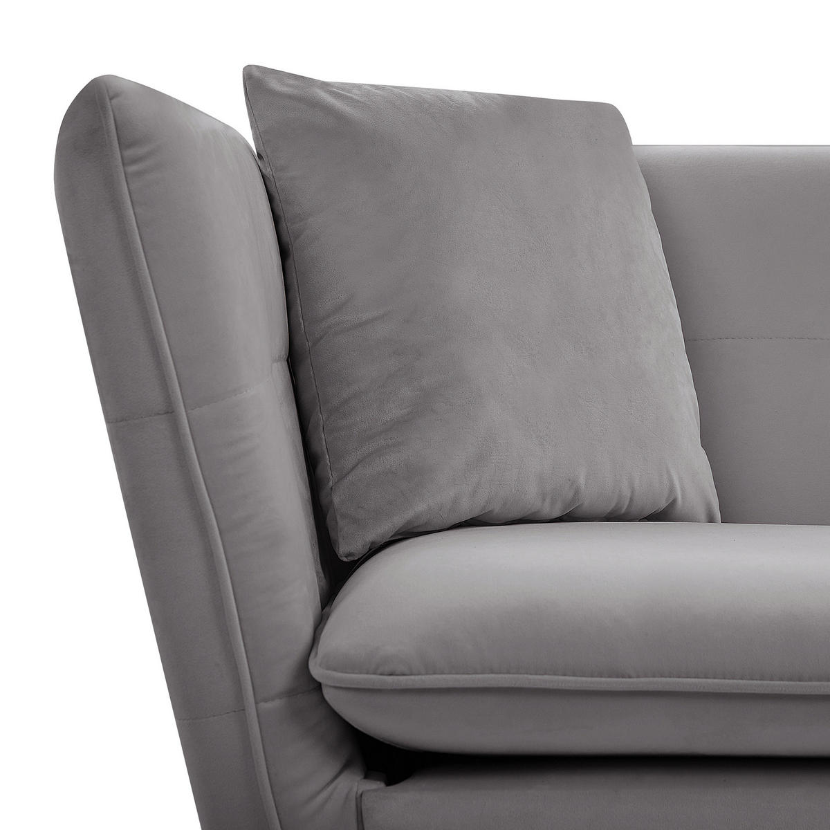 3-SITZER-SOFA Samtstoff Grau Frederica - Hellgrau, Textil (200/77/80cm) - Beliani