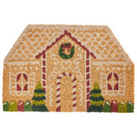 FUSSMATTE Naturfarben 40/60 cm Weihnachtsmotiv Kokosfasern Selatna - Naturfarben, Textil (40/60cm) - Beliani