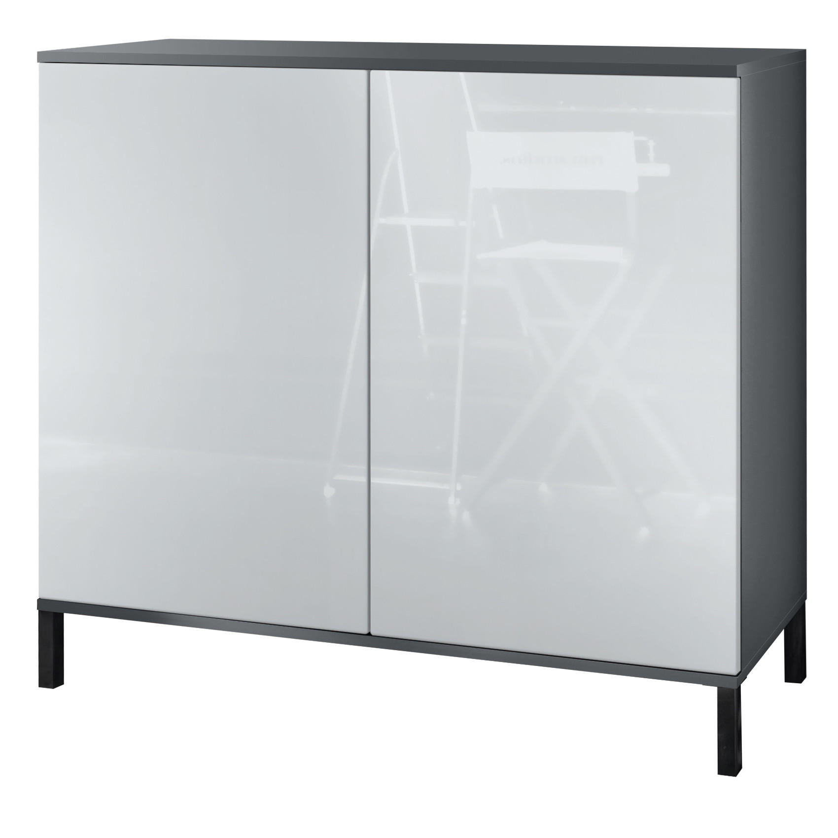 KOMMODE Skadu Weiß Hochglanz - Weiß Hochglanz, Holzwerkstoff (92.5/83.5/35cm) - Vladon