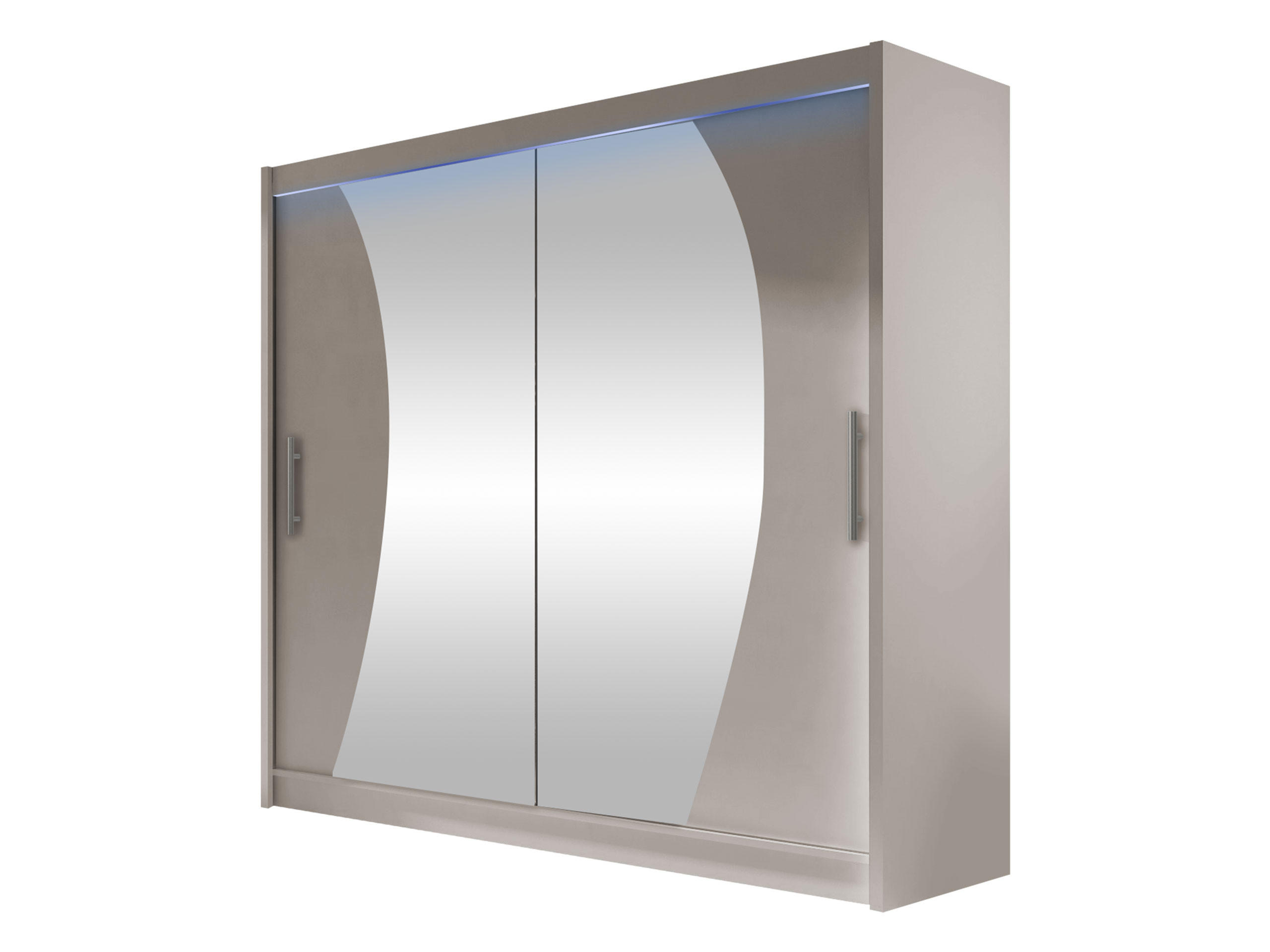 KLEIDERSCHRANK London IX, mit RGB LED Beleuchtung - Kaschmir/Silberfarben, Holzwerkstoff/Kunststoff (180/215/58cm) - MIRJAN24