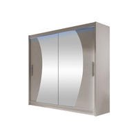 KLEIDERSCHRANK London IX, mit RGB LED Beleuchtung - Kaschmir/Silberfarben, Holzwerkstoff/Kunststoff (180/215/58cm) - MIRJAN24