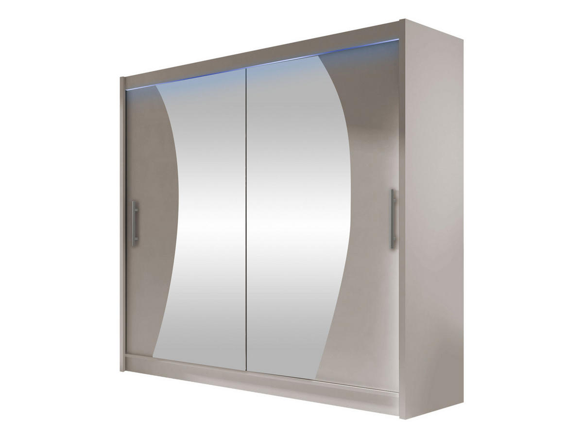 KLEIDERSCHRANK London IX, mit RGB LED Beleuchtung - Kaschmir/Silberfarben, Holzwerkstoff/Kunststoff (180/215/58cm) - MIRJAN24
