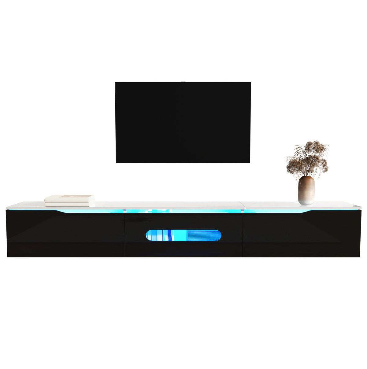 TV-SCHRANK Hochglanz in Schwarz und Weiß 180/35/30 cm - Schwarz, Holzwerkstoff (180/30/35cm) - Redom