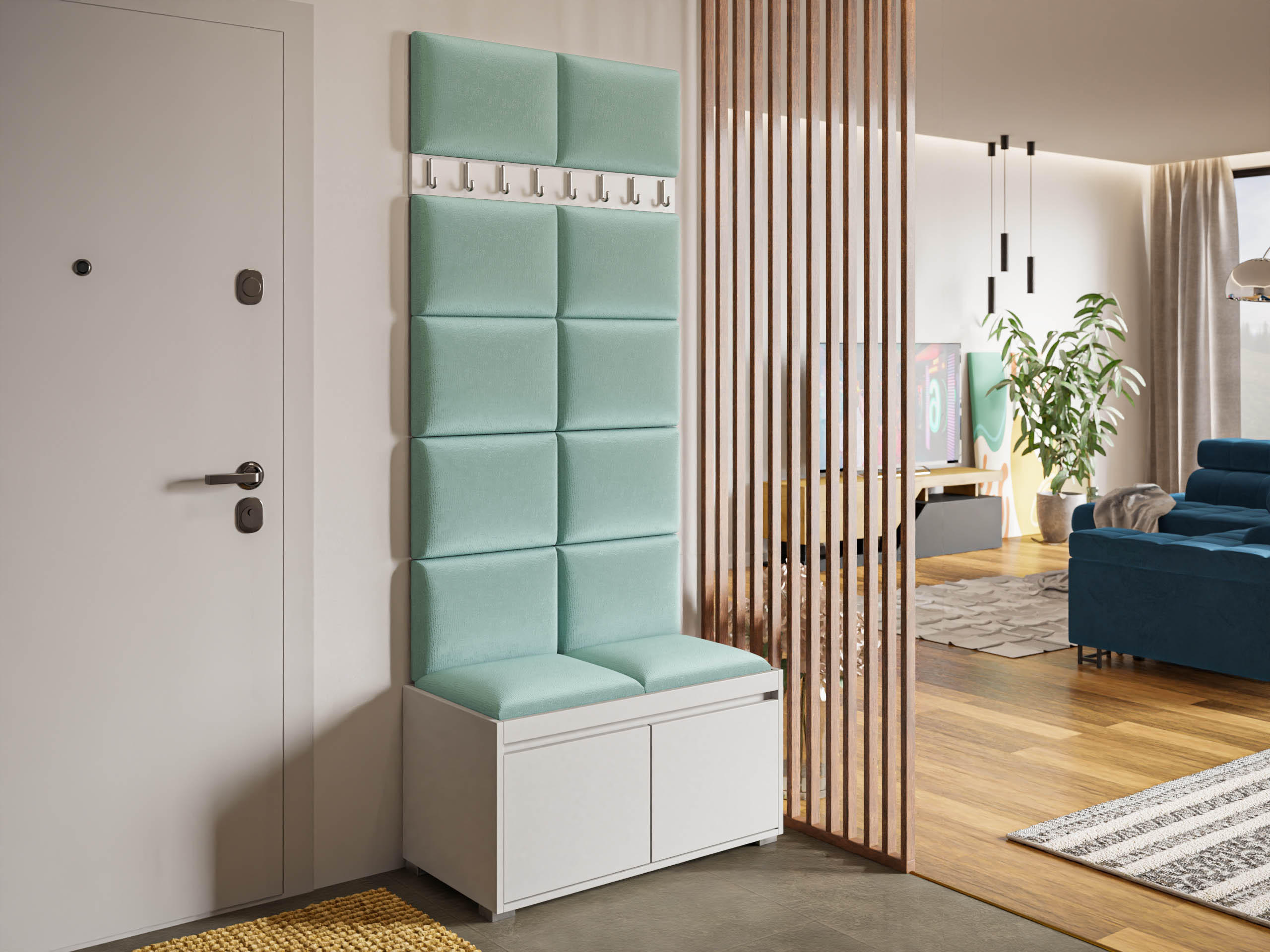 GARDEROBEN-SET Grawis 80 II - Silberfarben/Mintgrün, Holzwerkstoff/Kunststoff (84.5/45/34cm) - MIRJAN24