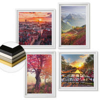 WANDBILDER 4er-Set - 50x50 cm & 40x60 cm Weißer Rahmen - Berglandschaften mit dem Fahrrad - Weiß, Kunststoff (50/50cm) - ArtPrintCave