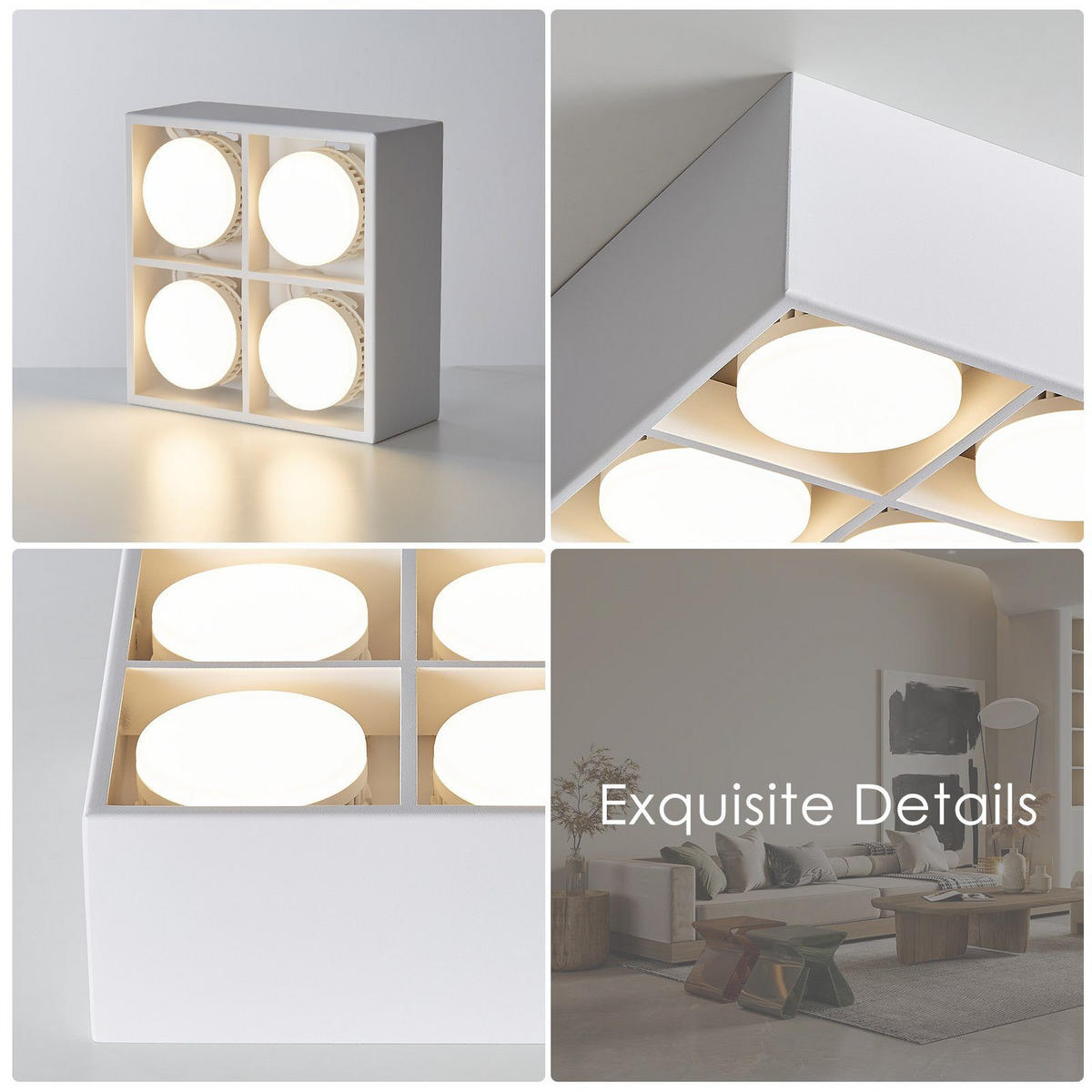 LED-DECKENLEUCHTE Harmonie 4-flammig 20/20/9 cm - Weiß, Metall (20/20/9cm) - Nettlife