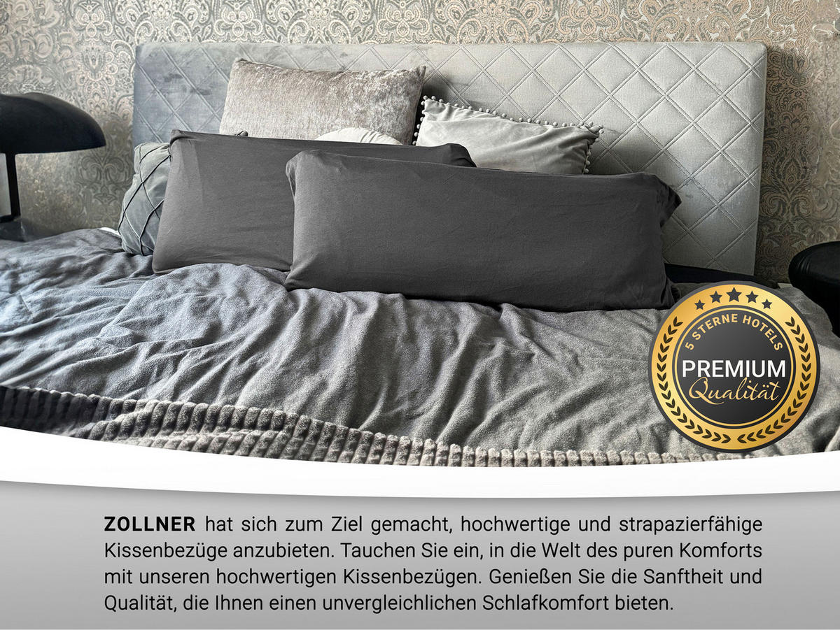 KISSENBEZUG, 2er-Set, 40x80 cm, 100% Baumwolle, Grau - Anthrazit, Textil (40/80cm) - Zollner
