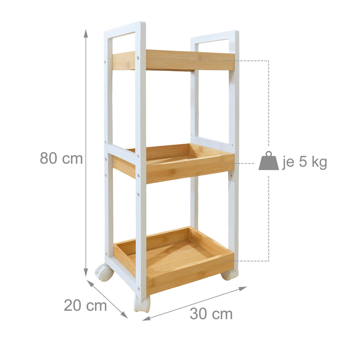 ROLLWAGEN - Multicolor, Holz/Holzwerkstoff (30/80/20cm) - Relaxdays
