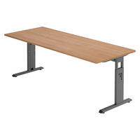 SCHREIBTISCH Serie-O 80/200/74 cm in Nussbaumfarben/Graphitfarben - Nussbaumfarben/Graphitfarben, Holzwerkstoff (80/200/74cm) - bümö