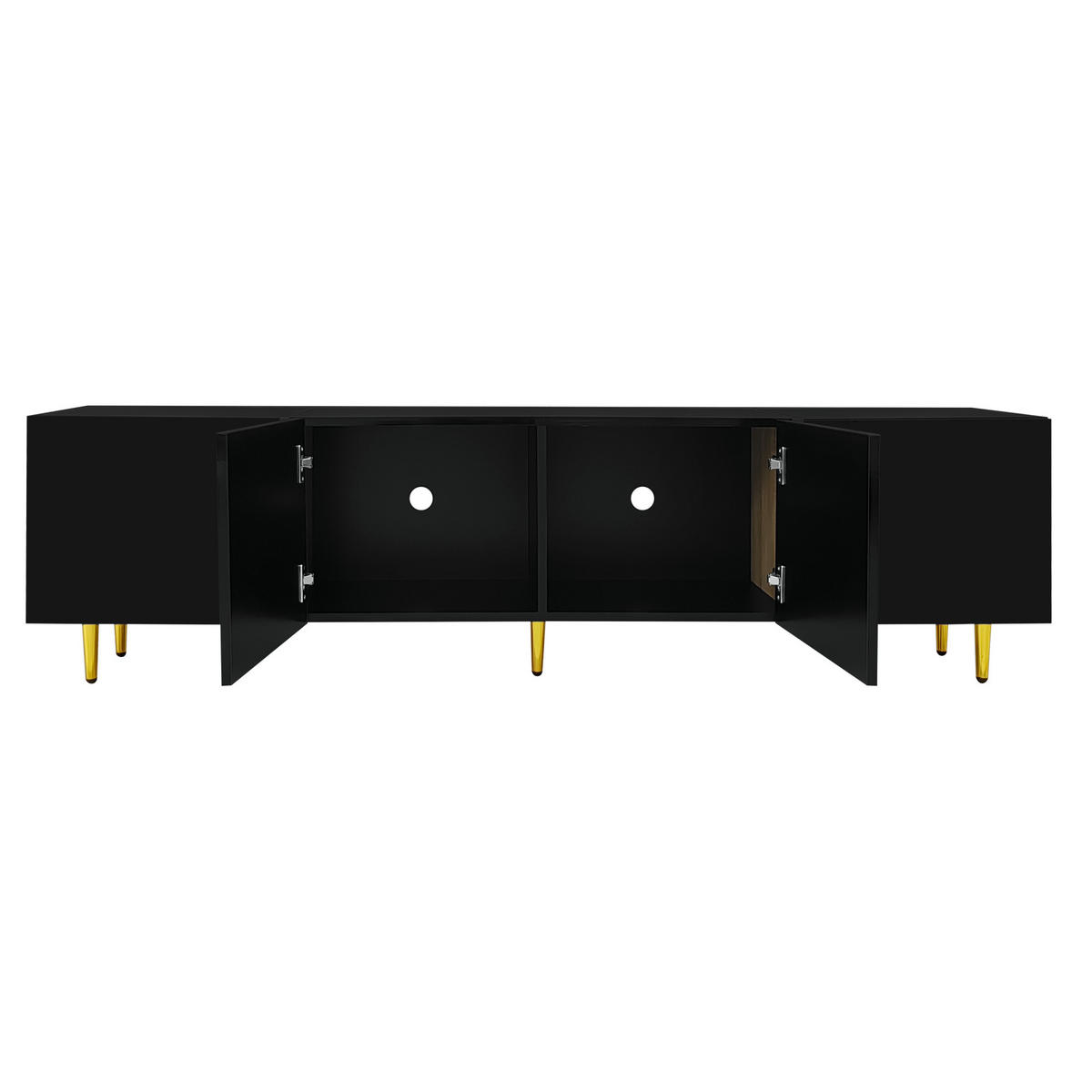 LOWBOARD 170/35/46 cm aus MDF mit Hochglanzoberfläche und 4 Türen Schwarz - Schwarz, Holzwerkstoff (170/46/35cm) - Modenvie