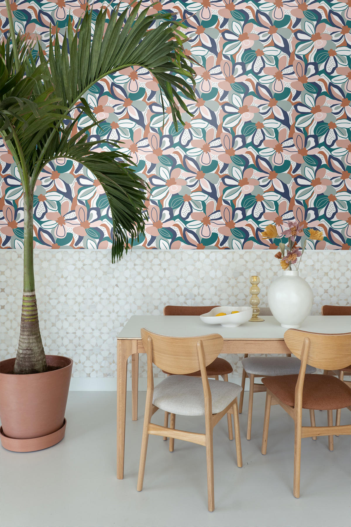 TAPETE Blumenmuster 50 x 900 cm - Pink, Papier (50/900cm) - ESTAhome