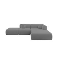 ECKSOFA Ottomane Rechts OVLY-L 289x176x71 Grau Bouclé - Schieferfarben/Schwarz, Holzwerkstoff/Kunststoff (289/176cm) - ALTDECOR