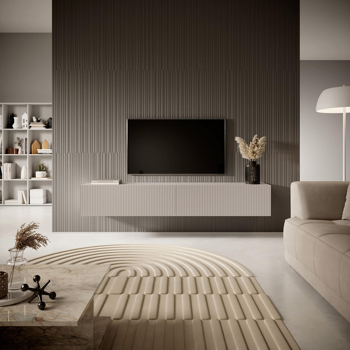 TV-HÄNGEBOARD Veldio Graubeige 175 cm - Greige, Holzwerkstoff (175/28.5/31.6cm) - Selsey