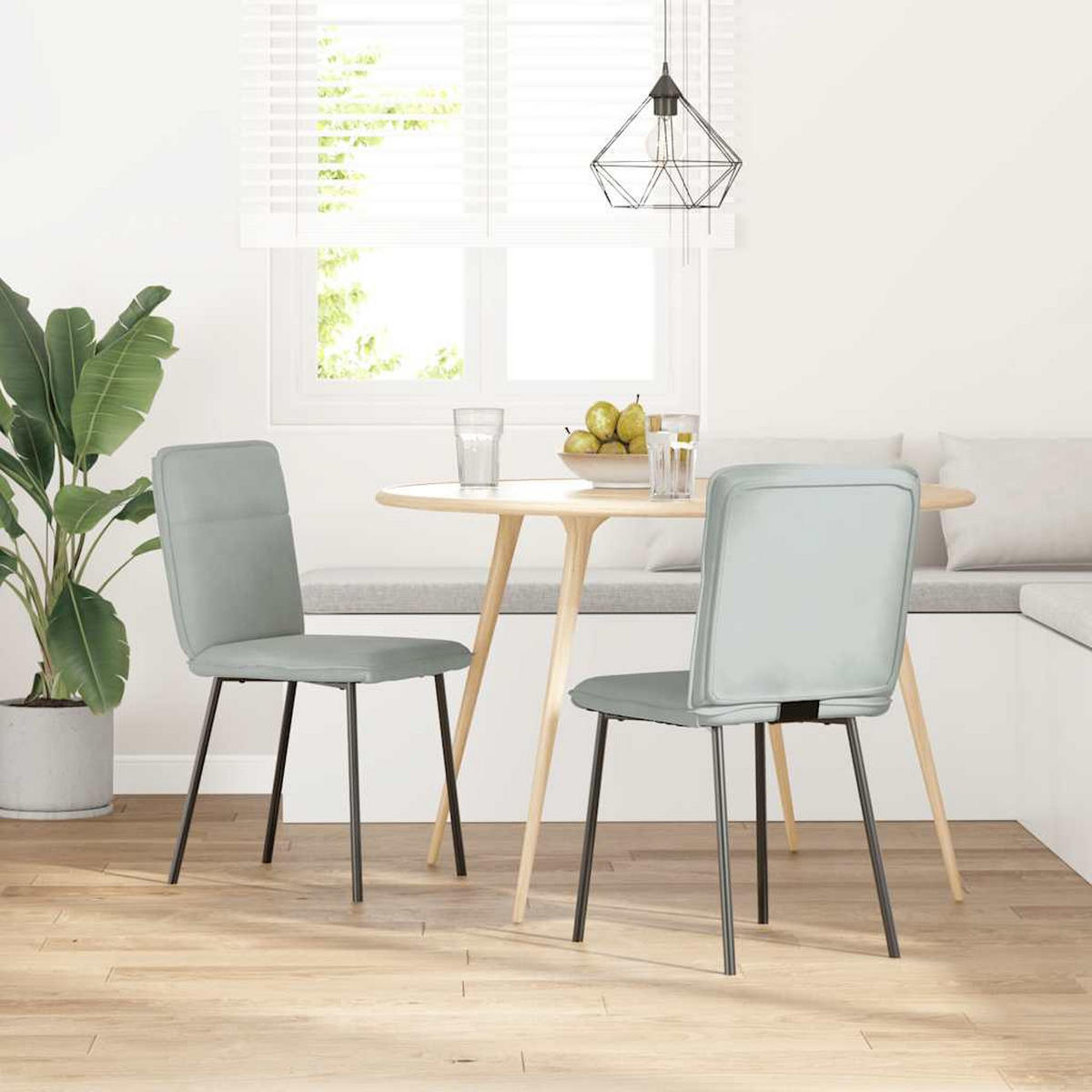 ESSZIMMERSTÜHLE 2 Stk. Hellgrau Samt 45*54*83cm - Grau, Metall (45/83/54cm) - ZMH