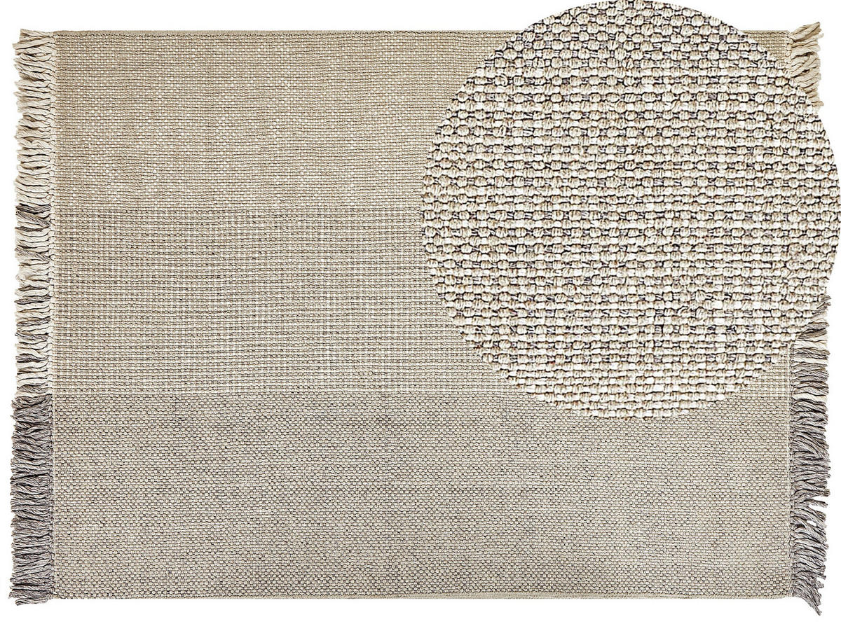 TEPPICH geflochten Tekeler 230/160 cm - Grau, Textil (160/230cm) - Beliani