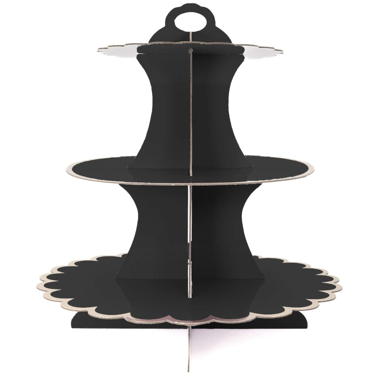 TORTENSTÄNDER aus Karton - Schwarz, Kunststoff (30/33/30cm) - Intirilife